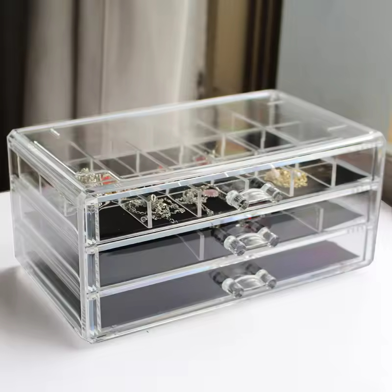 High Quality Multifunction Plastic Jewelry Storage Box Cosmetic Organizer with Drawers for Storage and Display