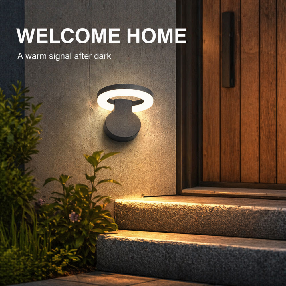 18W Modern Ring LED Outdoor Wall Lights IP65 Waterproof Porch Lights Wall Mount