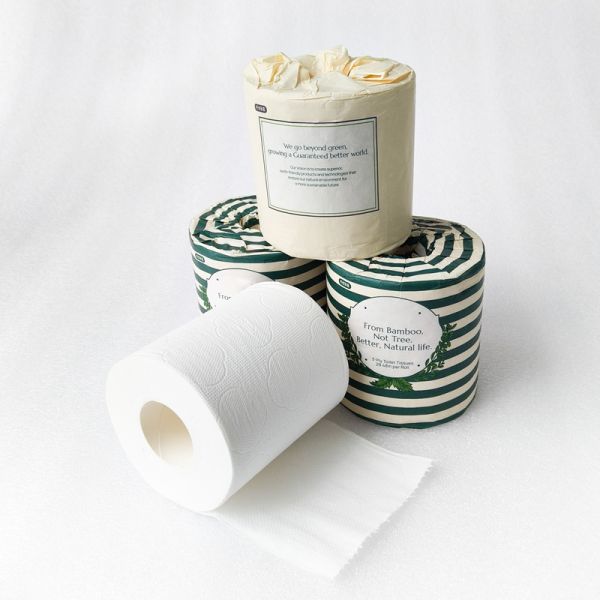 Custom 3-Ply Biodegradable Bamboo Toilet Paper Roll Soft Virgin Pulp Bathroom Tissue with Bamboo Towel Made-to-Order