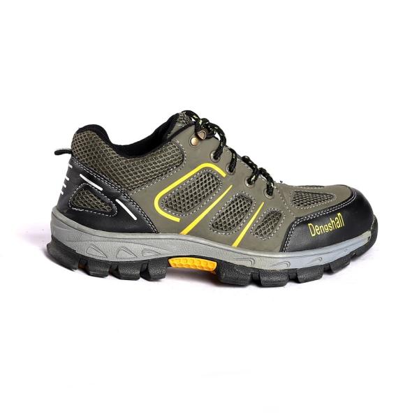 Breathable Anti Punture Protective Fashion Safety Shoes Comfortable EVA Insole Leather Material Green