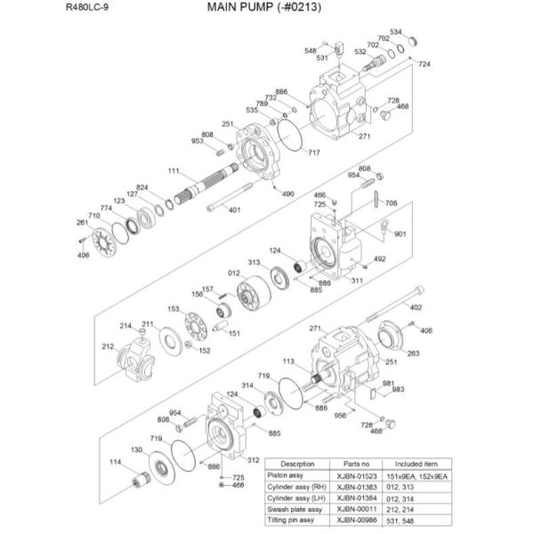 31QB-10011 Hyundai Hydraulic Pump R480-9 K5V200DTH Hydraulic Piston Pump 31QB-10011 Hyundai Spare Parts R480-9 K5V200DTH Hydraulic Piston Pump