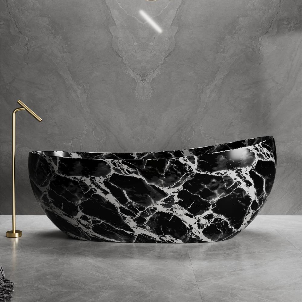 Natural Marble pattern ATH Solid Surface Bathtub Free Standing Egg Shape