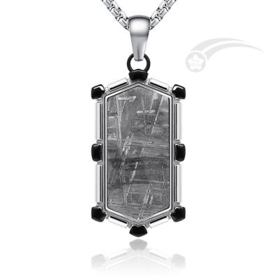Unique Muonionalusta Meteorite Pendant  Stainless Steel For Men Dog Tag