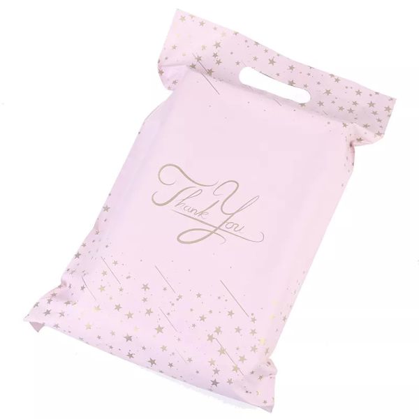 Печать повторно использовала пластиковую поли одежду мешков почтоотправителя упаковывая сумку курьера с ручкой