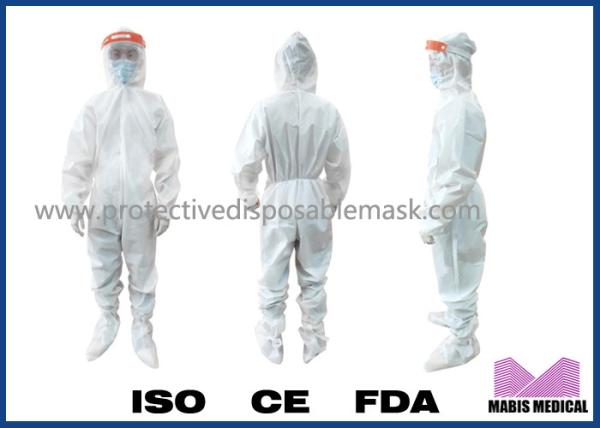 Full Body White Waterproof Disposable Isolation Clothing