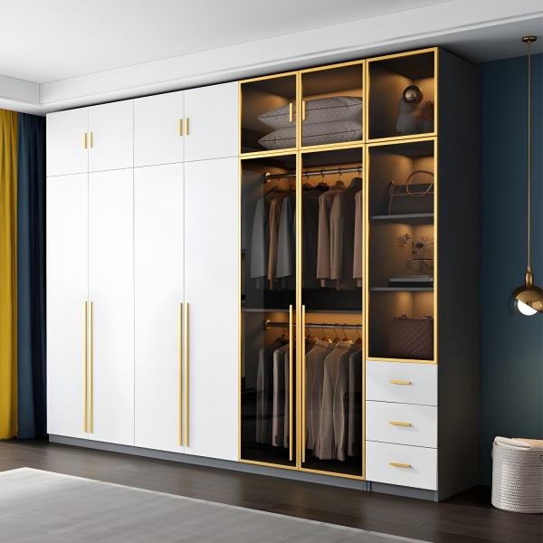 Armazenamento Roupas Organizador Quarto Combinação de madeira Armário Branco Suave Caixa Fechada