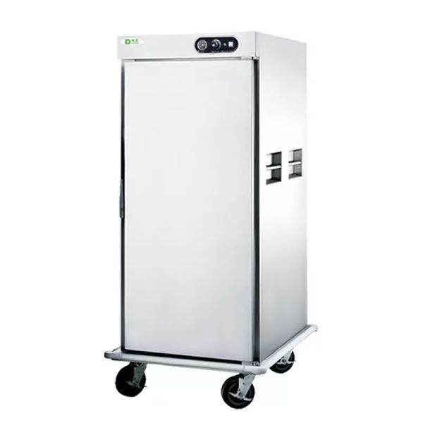 High-end, portable, stainless steel catering cart specifically designed for hotels