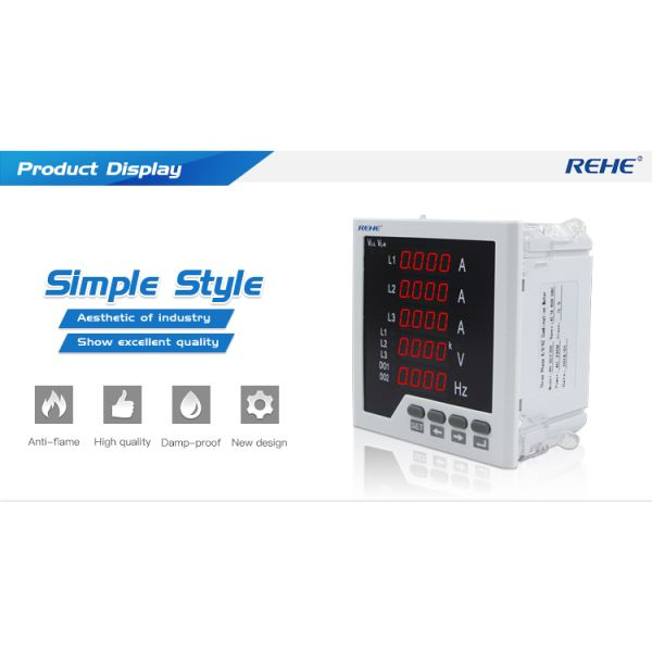Slim model Three  phase multi amp volt Hz digital multi panel Meter 010v meter