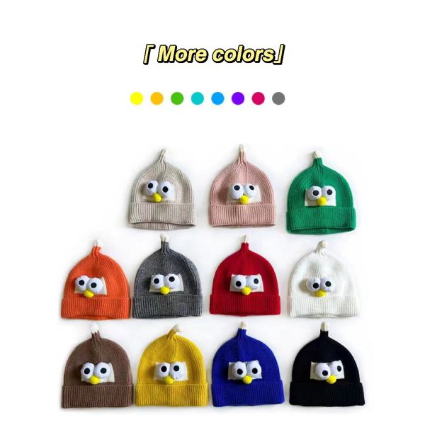 Unisex Winter Cartoon Wool Hat Cat Brother Knitting Eye Hat for Boys and Girls' Trend