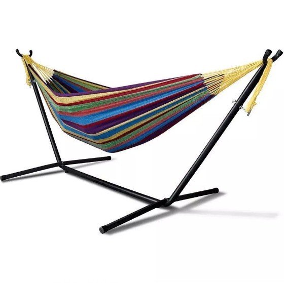 Adjustable Outdoor Folding Hammock Cotton Canvas Folding Stand Hammock