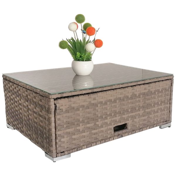 Set of 4 Wide Rattan Metal Frames Hot Sale Garden Furniture Set with Storage Table