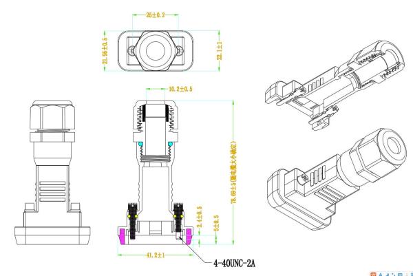 Control Cable Plug AISG Cable Connectors D-SUB Waterproof Connector Ip67 With Screw Lock D Sub Connector