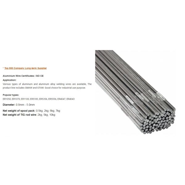 Tig Er4043 E4047 E5178 Er5356 Aluminum Welding Electrode 1.2m Wire