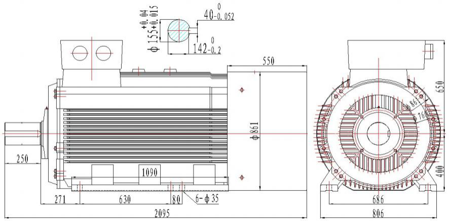 Охлаженное естественное генератора постоянного магнита 500kw редкой земли 250rpm