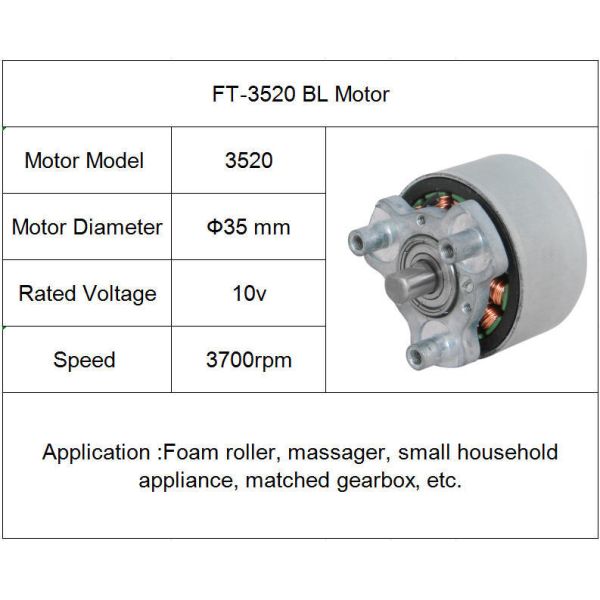 FT-3520 DC Brushless Electric Motors , Permanent Magnet Brushless DC Motor