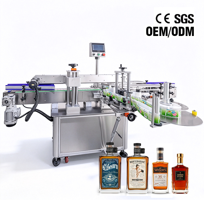 Automatic 3 Side Labeling Machine Wine And Oil Stickers Labeling Machines With Automatic Label Dispenser For Bottle Labeler
