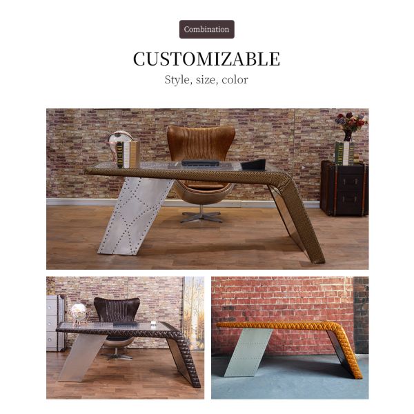 Nidea #8301 Aviator Furniture Wing Desk Vintage Aluminium Industrial Design Mid-Century Aviation Office Table