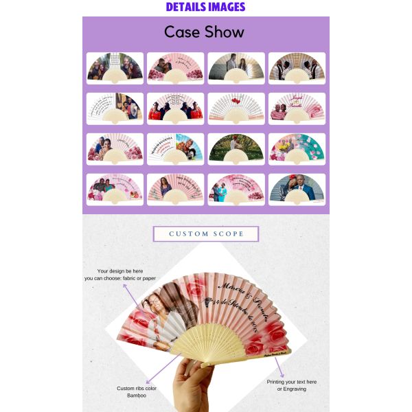 Custom Bamboo Hand Fan Personalized Wedding Fans Paper Fans for Wedding Decoration