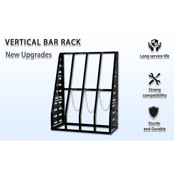4 Slot Vertical Bar Rack High Carbon Steel Anti-Rust Adjustable Chain Lock Side Board Stepped-Wedge Anti-Tip Design