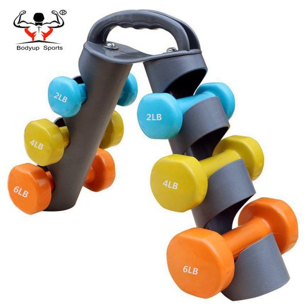6pcs Dumbbell Set With Rack , PVC Home Gym Dumbbells Customized Size