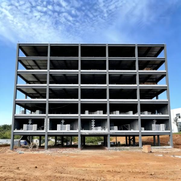Multi-story steel structure building with high load-bearing capacity, suitable for equipment placement, storage, and combined office use