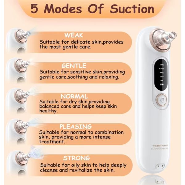 Portable Electric Blackhead Remover Vacuum Rechargeable Facial Pore Cleanser Machine