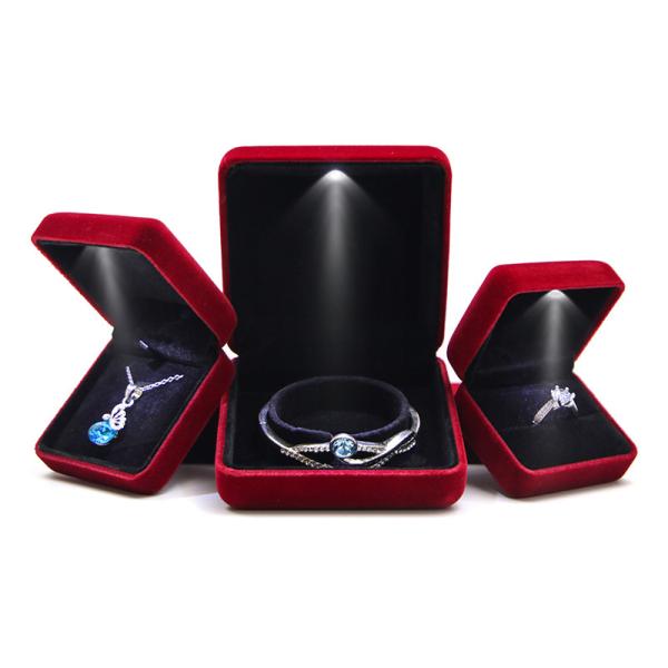 Boîte de bijoux verte personnalisée LED Velours de bijoux Package avec luxe et personnalisé Ring Box