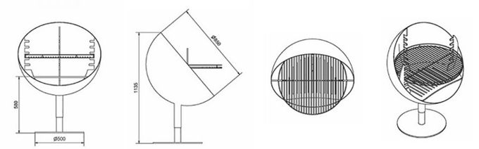 Высота гриля 110cm ямы огня сада Gnee Windproof регулируемая для барбекю