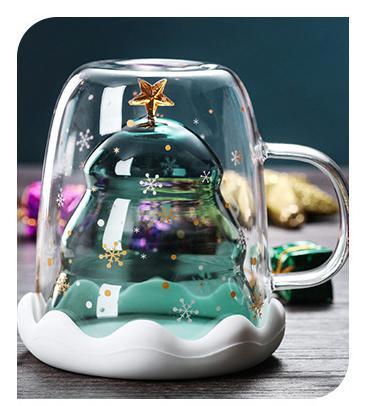 Кружки стены рождественской елки творческое двойной стеклянной милое для ODM OEM подарка фестиваля