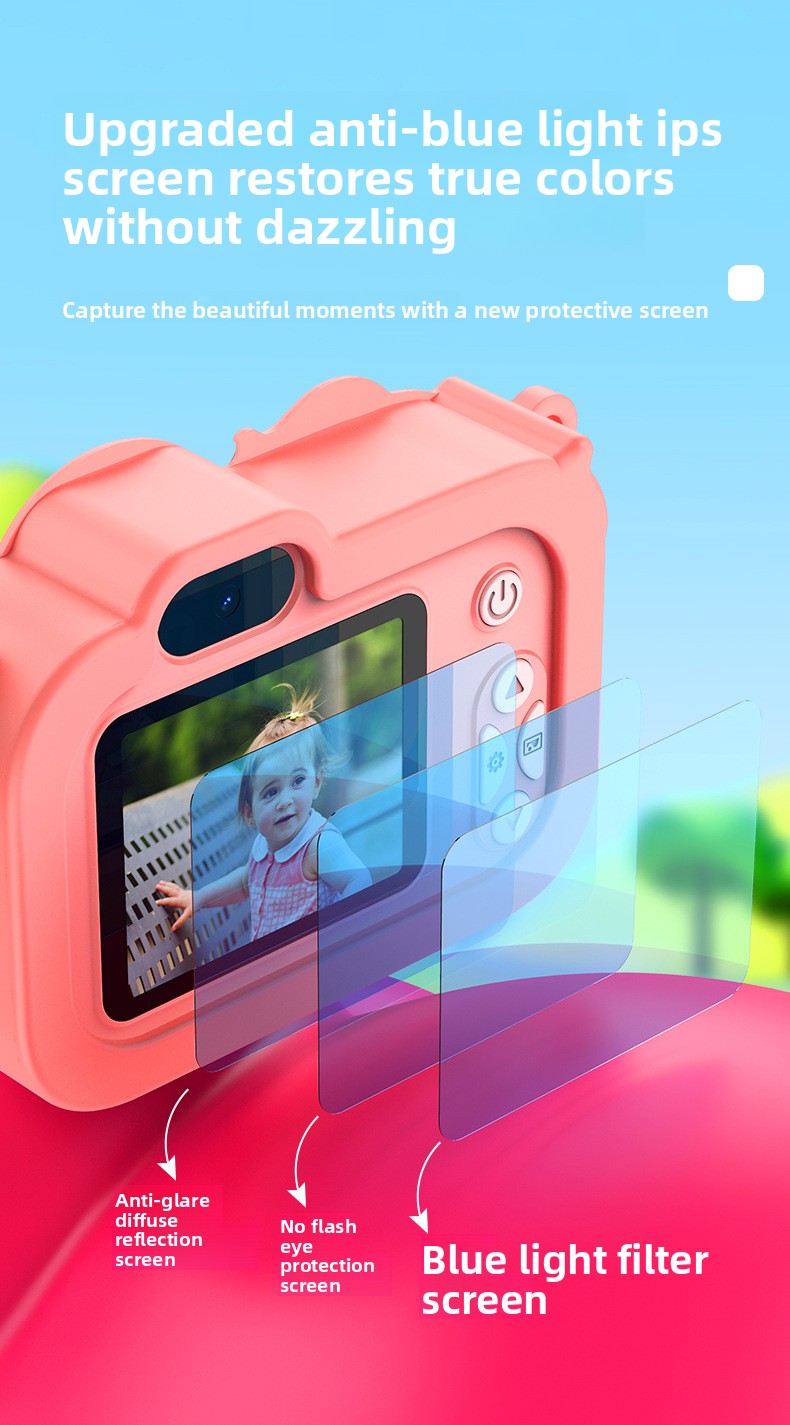 Feitianma 2.0 Inch Screen 1080P HD Dual-lens Children's Camera with Unicorn Graphic Design Children's Toy Gift