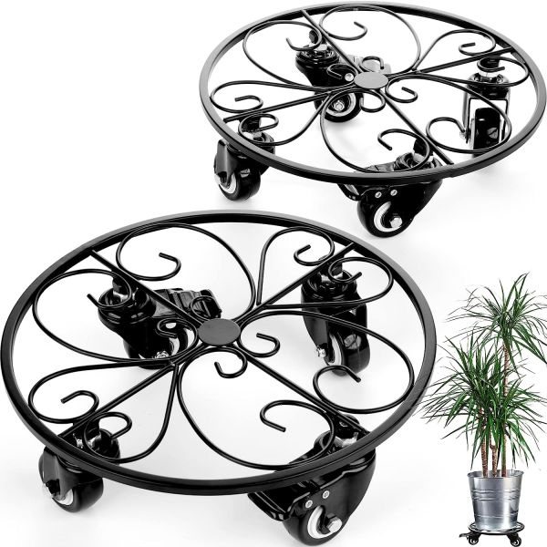 Порошкообразованный железный цветочный подстав с тяжелыми касками и подставкой для цветочных горшков