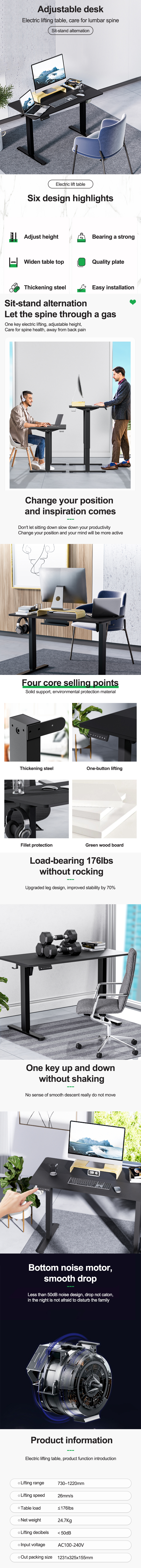 Сверхбольшой деревянный панель кофе электрический регулируемый высотой стол для домашнего офиса