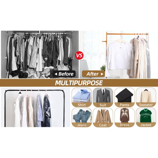 Clear Suit Bag, Plastic Dress Bags For Gowns Long, Dress Protector Zippered Garment Covers For Closet Storage