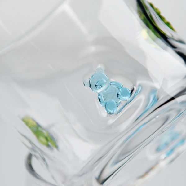 Hand Blown Gummy Bear Icon Glass,400ml Clear Tumbler With Cute Colorful Bear ,fun Whiskey Juice Glass For Kids Adults,cute Barware Gift