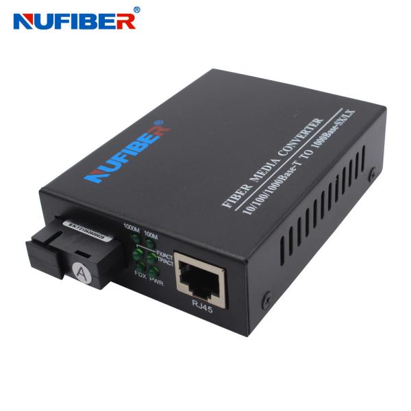 10/100/1000M Fiber Media Converter Simplex SM 1310nm/1550nm 20km SC