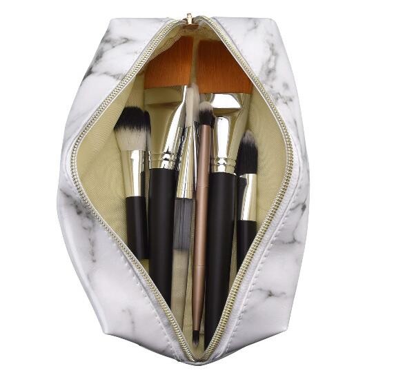 Gold Zipper Pencil Storage Case / PU Leather Pencil Pouch For Women