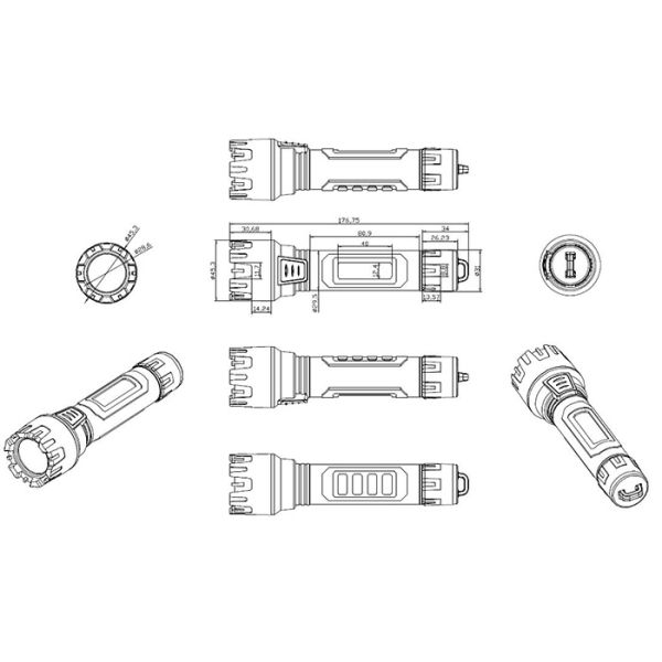 Waterproof IP66 High Power LED Torch Light With Whistle