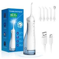 Flosser de agua dental portátil de 300 ml de potencia giratoria sin cables con 5 puntas de boquilla personalizables para el regador de dientes