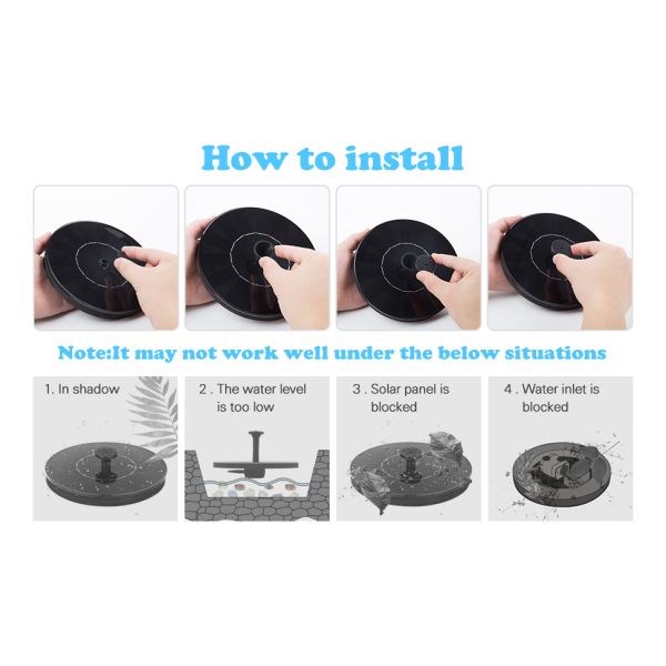 Солнечный насос фонтана для аквариума садка для рыбы пруда сада ванны птицы