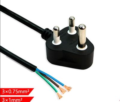 South Africa 10A/16A  3pin black  power cable with stripped end  0.5m-10m copper power cord