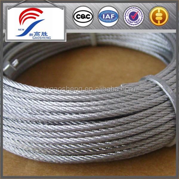Câble métallique en acier galvanisé 6x7+FC 3/16'' en acier à haute teneur en carbone, calibre de fil de 1mm à 5mm