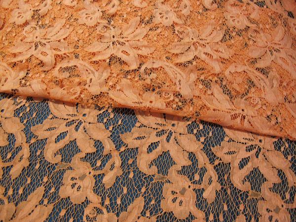 Orange Cotton Nylon Lace Mesh Fabric AZO Dyeing For Ladies Garment SYD-0001