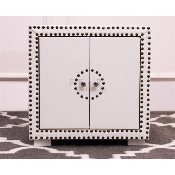 Bedroom Furniture Cabinet White Leather Bedside Table