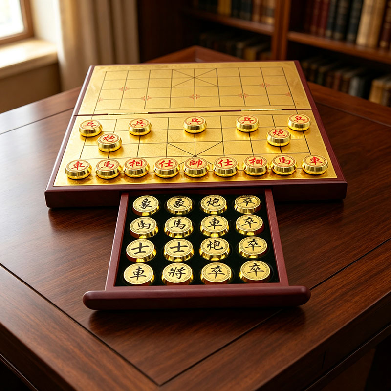 Professional Zinc Alloy Chinese Chess Set with Foldable Design and Customized Logo for Game Store Wholesale