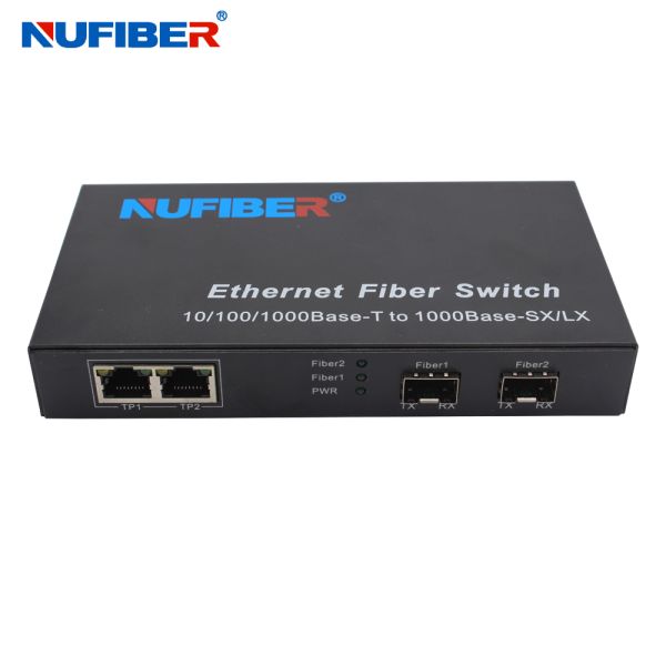 Nufiber DC5V Gigabit Fiber Ethernet Switch , 2 Port SFP Ethernet Switch NF-A2002F