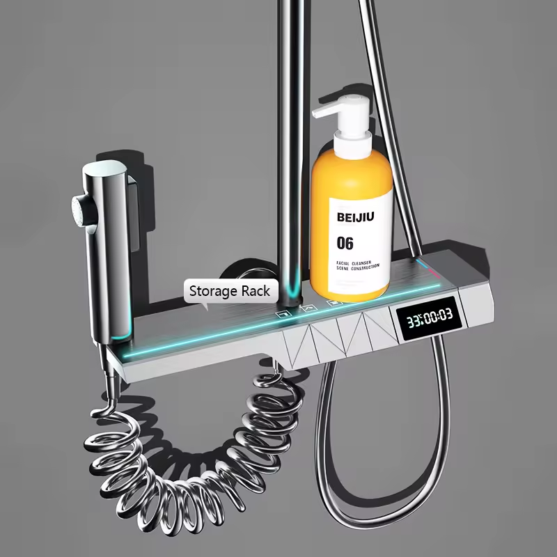 Constant Temperature LED Digital Shower System Set with Waterfall and Rainfall Options
