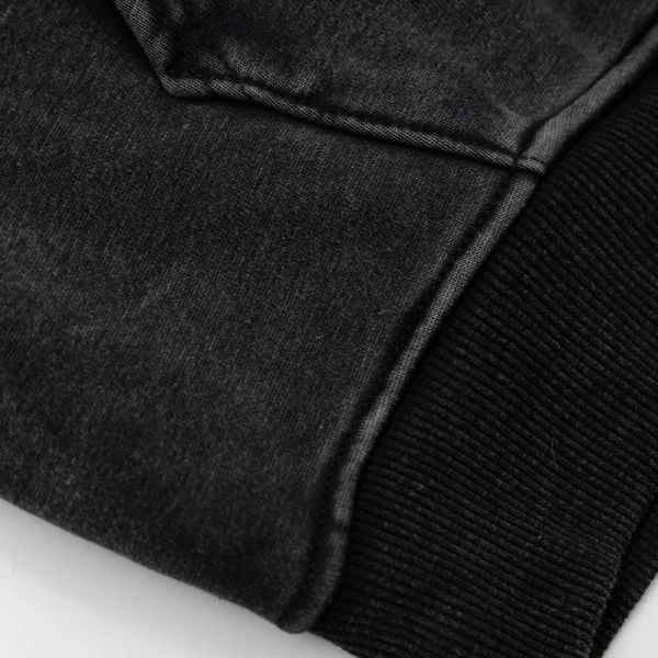 Washed Black Men'S Pullover Hoodies Kangaroo Pocket Quilted Mens Pullover