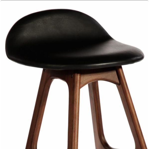French Style Modern Bar Chairs Wooden High Legs Leather Upholstered Bar Stool