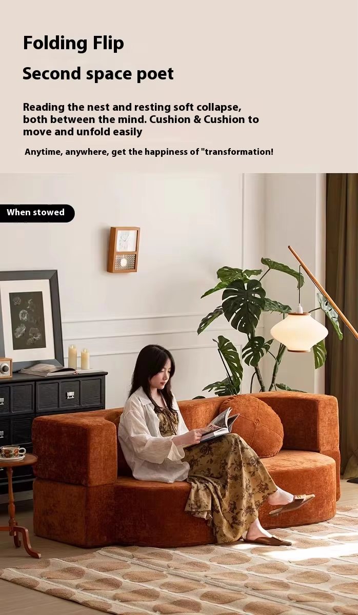 Customized Multifunctional Compressed Sofa Bed Fabric Sectional with Frameless Boxed Set & Sponge Filling for Living Room