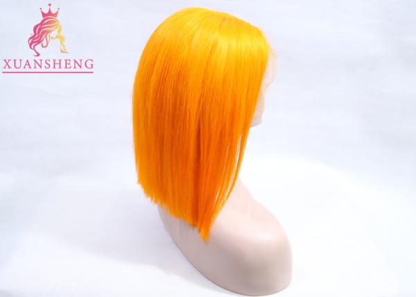 Fashionable Custom Human Hair Wigs Orange Wig , Raw Virgin Brazilian Hair
